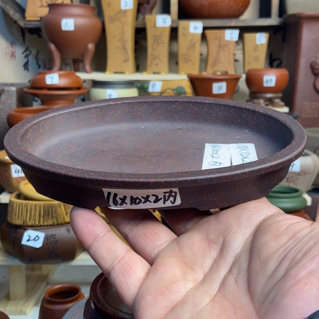 紫砂花盆孙伟，内口经尺寸16×10×2