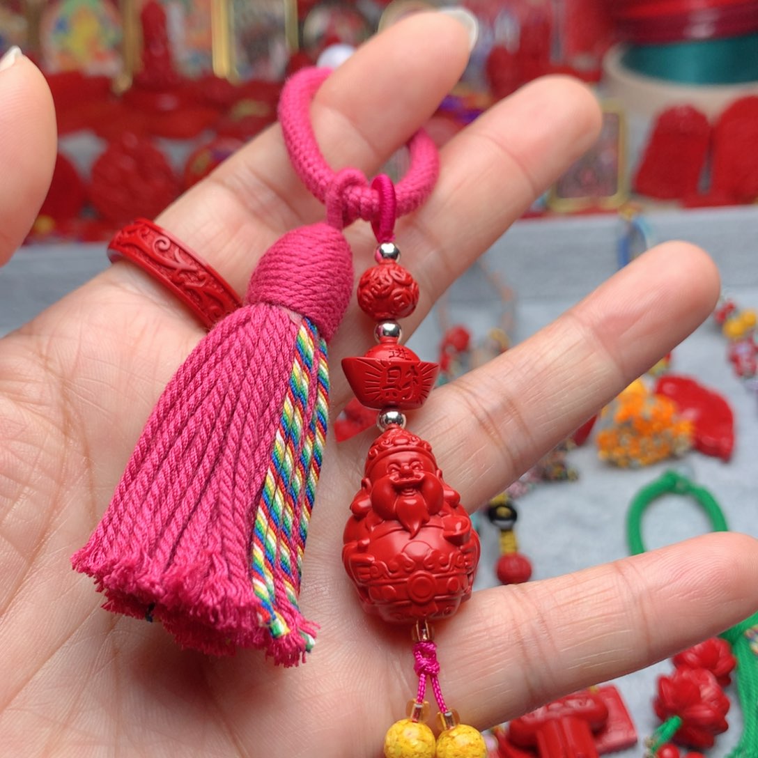 天然辰砂工艺品朱砂钥匙扣