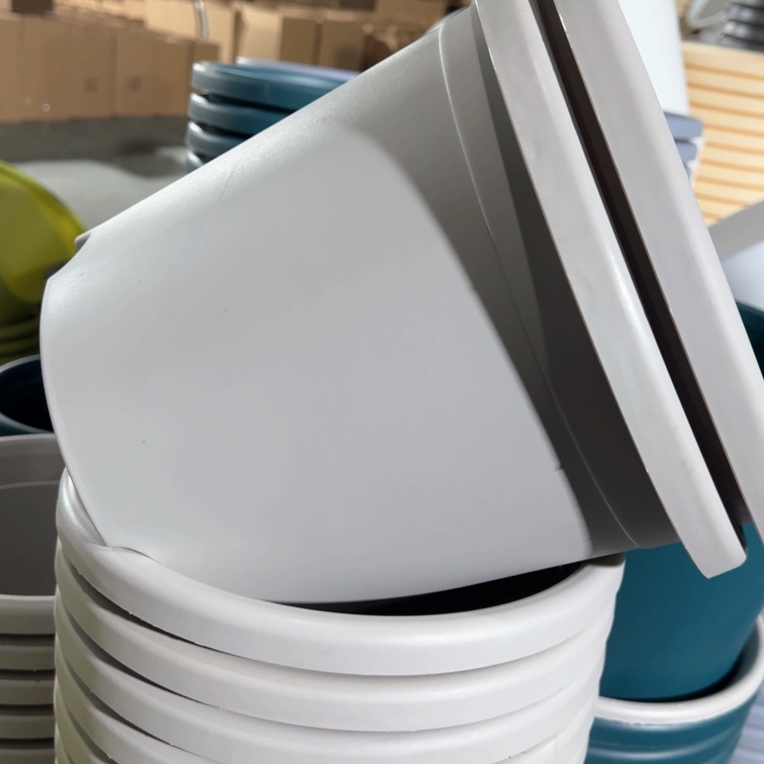 树脂四季盆5#无拖灰白微瑕6