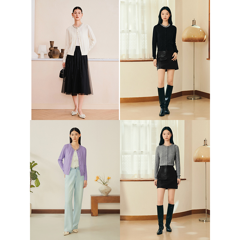 YINER音儿2025款时尚气质复古优雅毛针织衫8C65106046/8C65106041