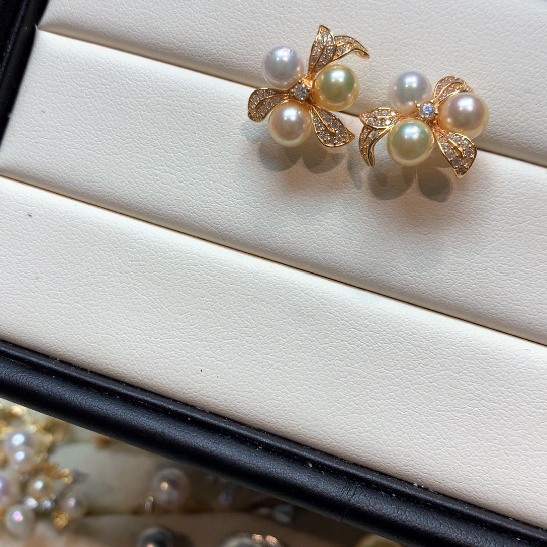 银S925镶嵌海水珍珠耳饰