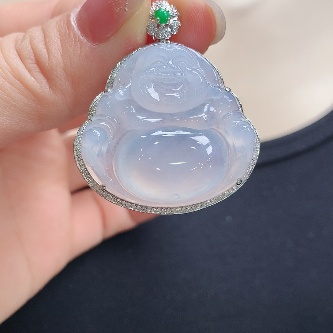 翡翠颈饰18K金镶嵌佛公