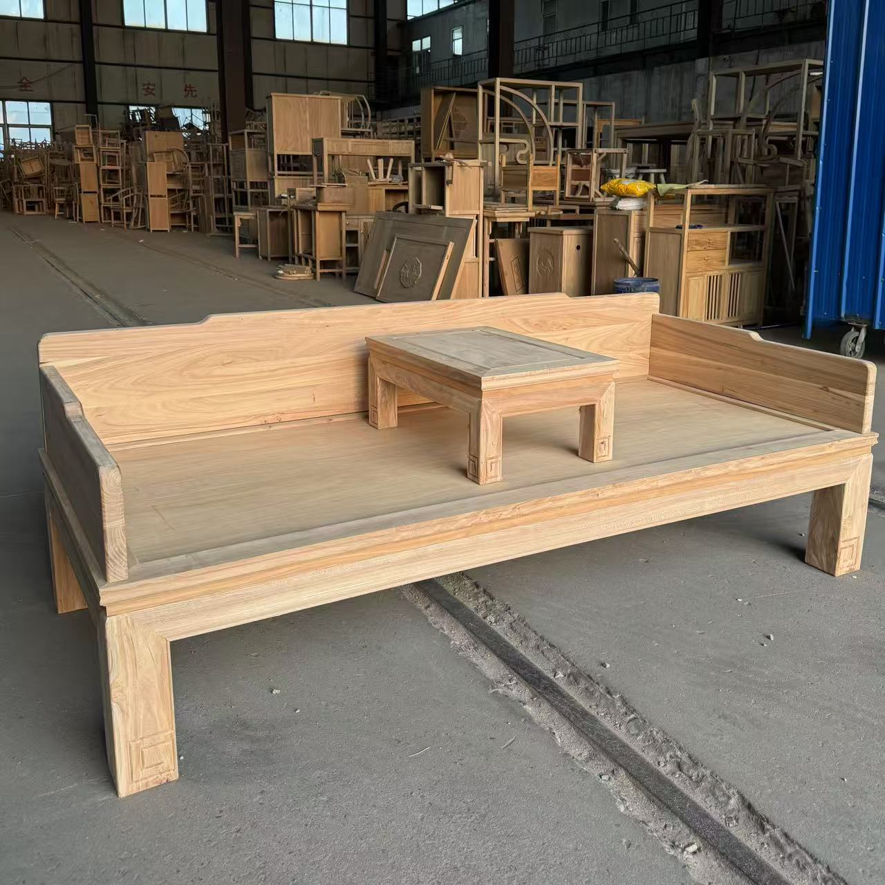 北方榆木全实木罗汉床新中式沙发客厅简约小户型高档带炕桌