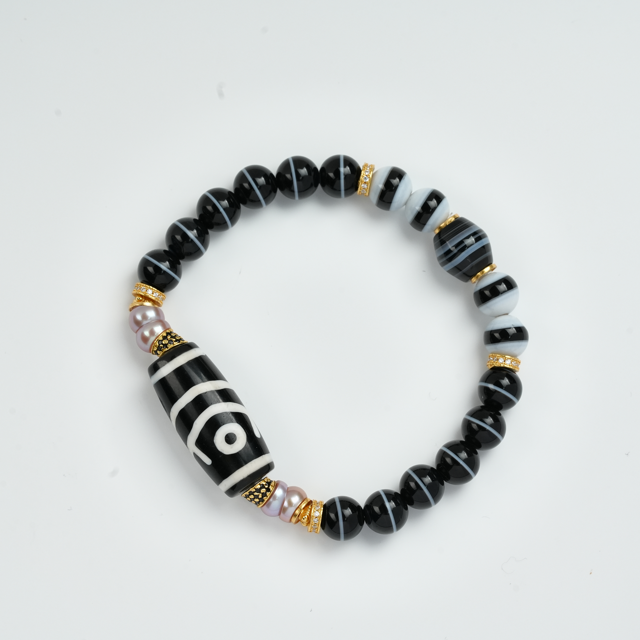 壹加师姐|手工设计药师双鱼二玛瑙多宝手串多样性发一7303n