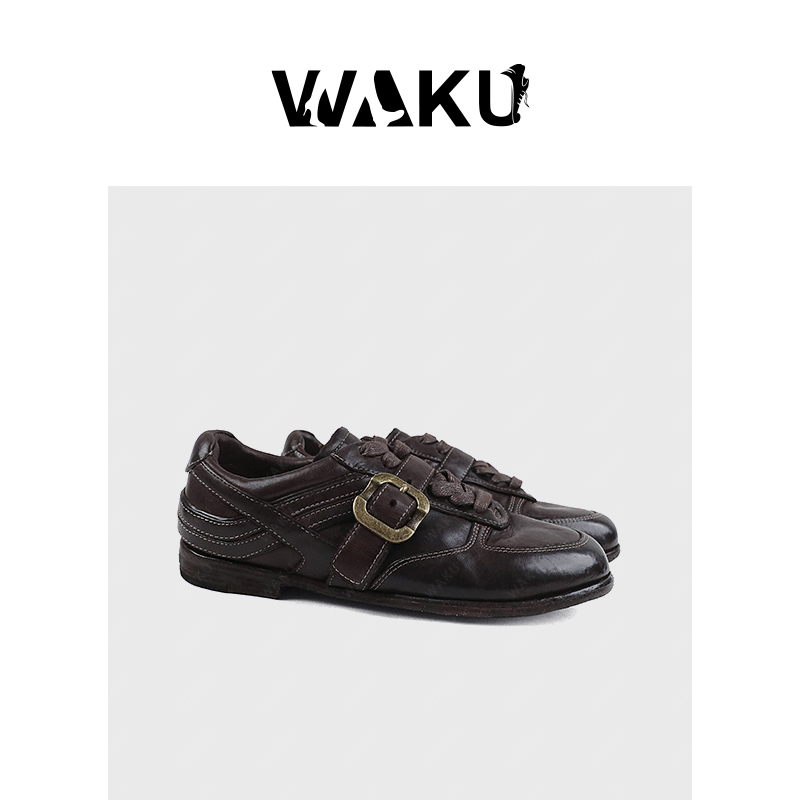 利纳特演绎理念深度整鞋水洗马皮环扣带做旧满配真皮德训鞋