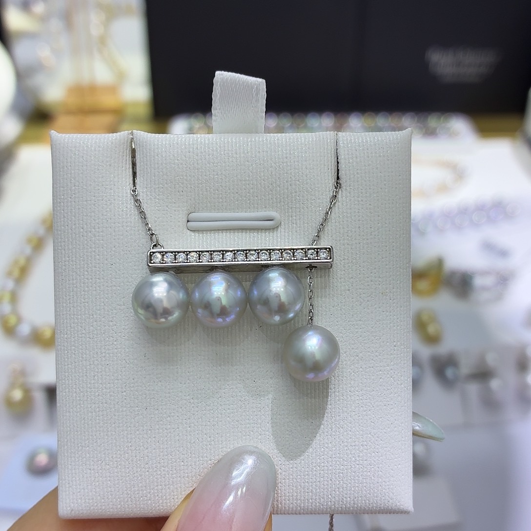 海水珍珠吊坠7-8银S925镶嵌