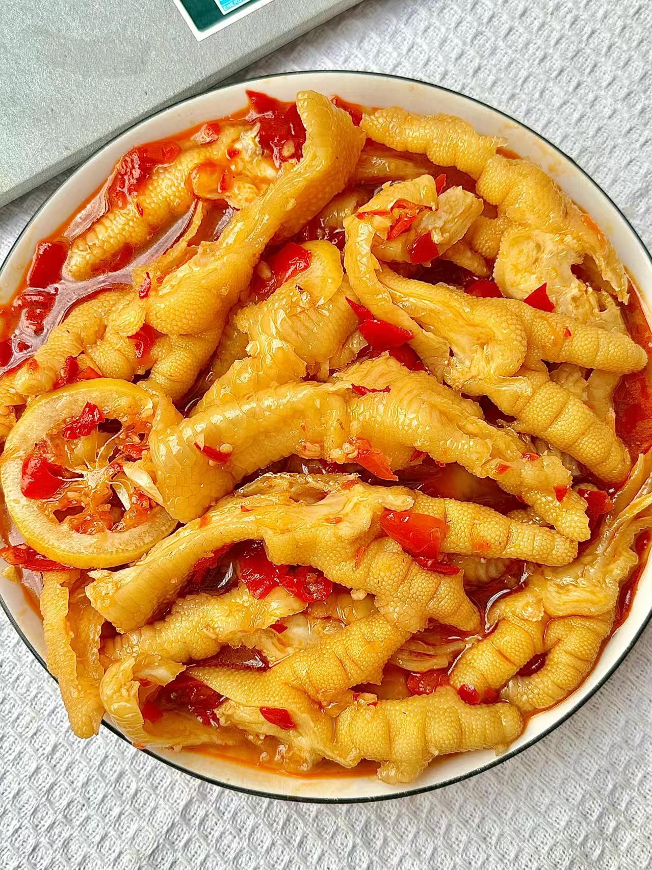 酸辣柠檬脱骨鸡爪手工脱骨新鲜制作开袋即食1000g固体物600g