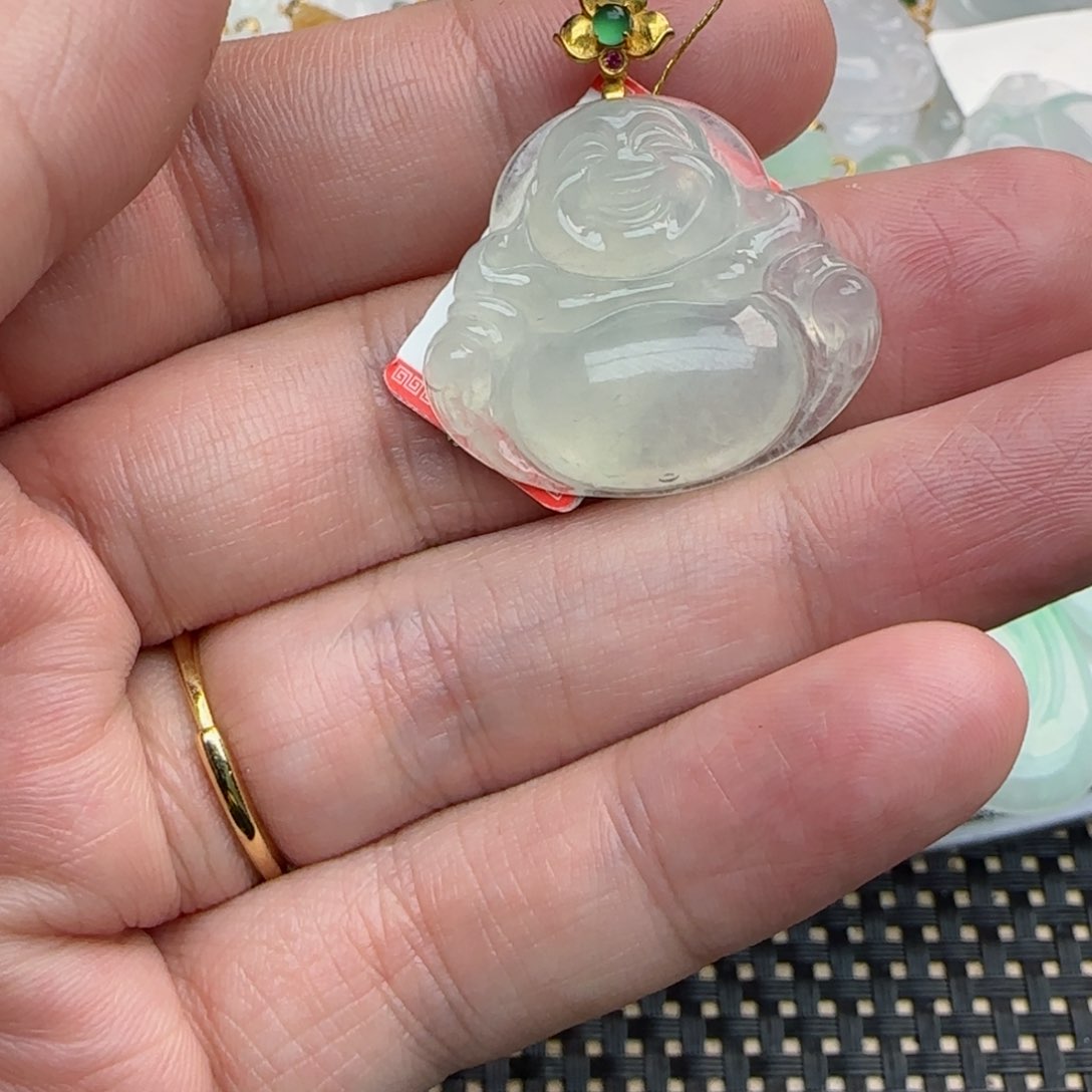 【闪购商品】翡翠吊坠(不含链)18K金镶嵌佛公