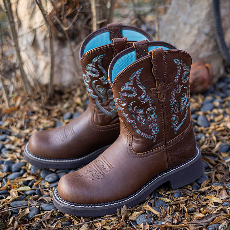 PALITUTU2024新款复古西部牛仔靴短筒靴女百搭马丁靴潮骑士靴童靴