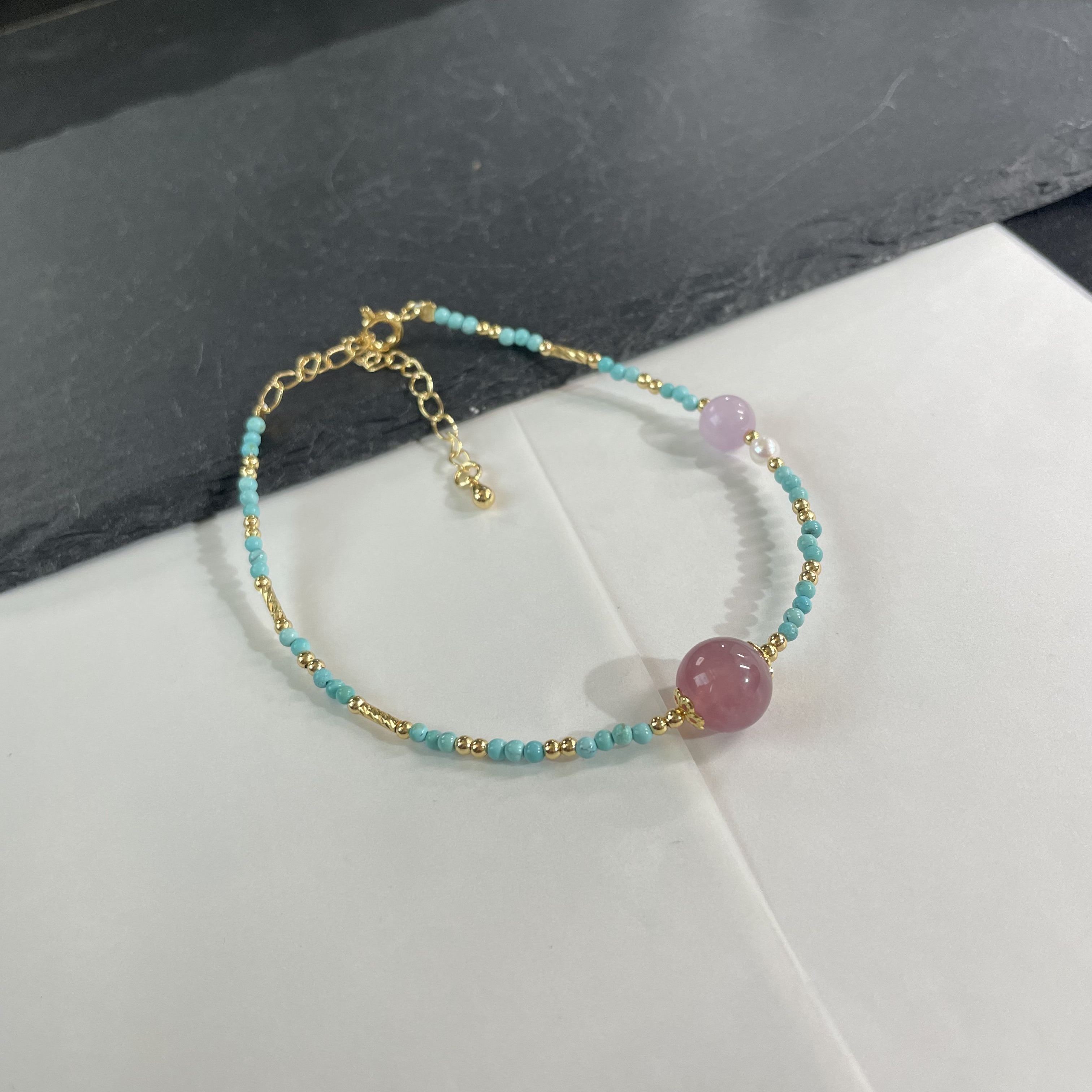 紫马粉紫锂辉珍珠手链 KT25070816