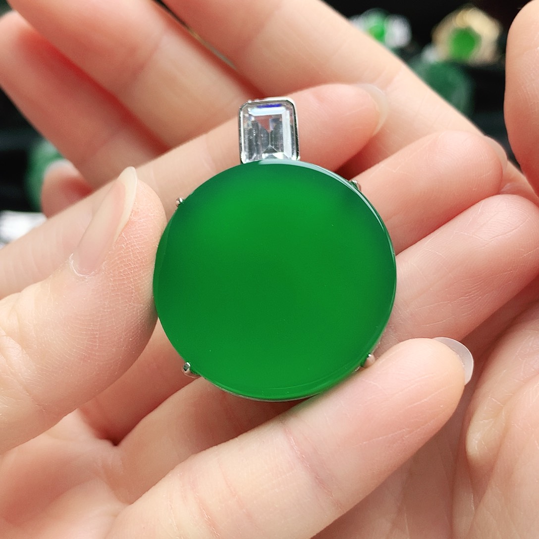 玛瑙/玉髓吊坠银S925镶嵌