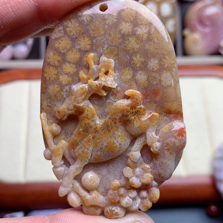 硅化珊瑚（珊瑚玉）颈饰未镶嵌