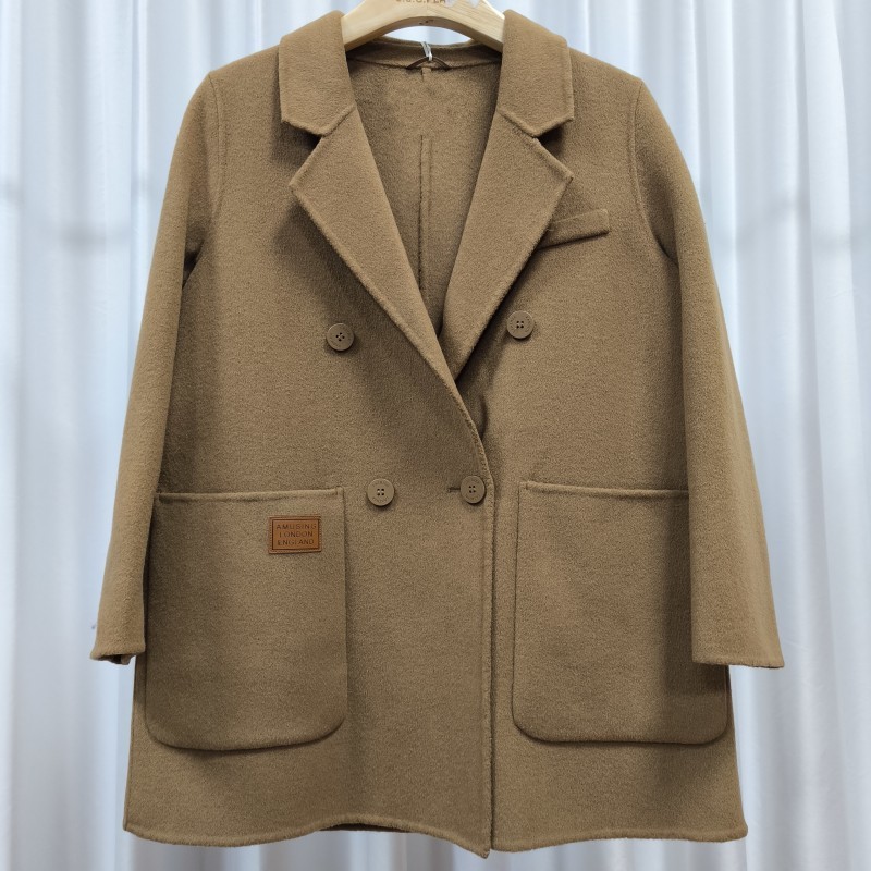 【诗M】S677-5  女装秋冬中款双面呢外套卡其2598376