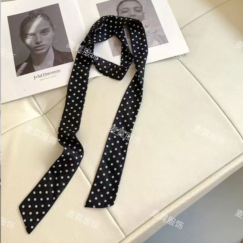 【麦霓严选】美式辣妹丝巾波点围巾女设计感腰带领巾时尚长条围脖夏