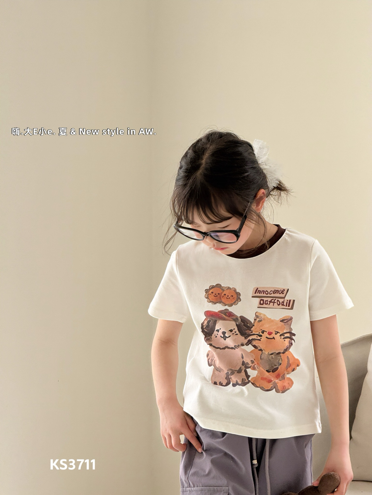 儿童中大童小熊时尚辣妹体恤