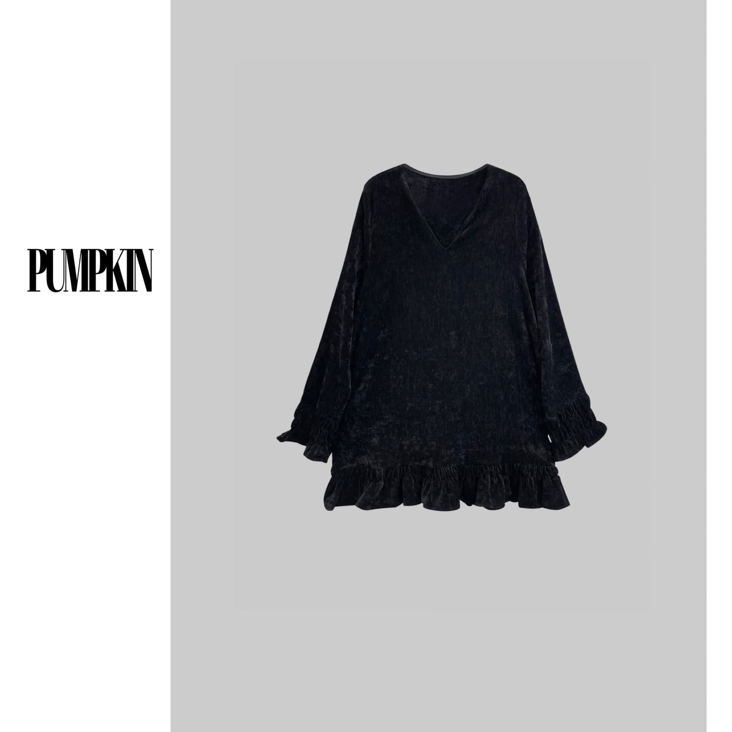 【双12钜惠】·大码高级感V领荷叶边连衣裙