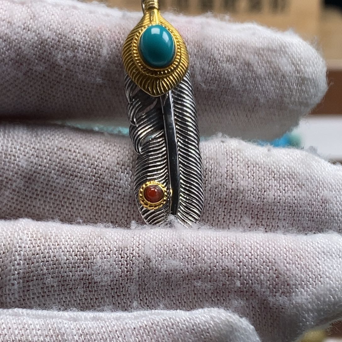 绿松石银S925镀金镶嵌颈饰