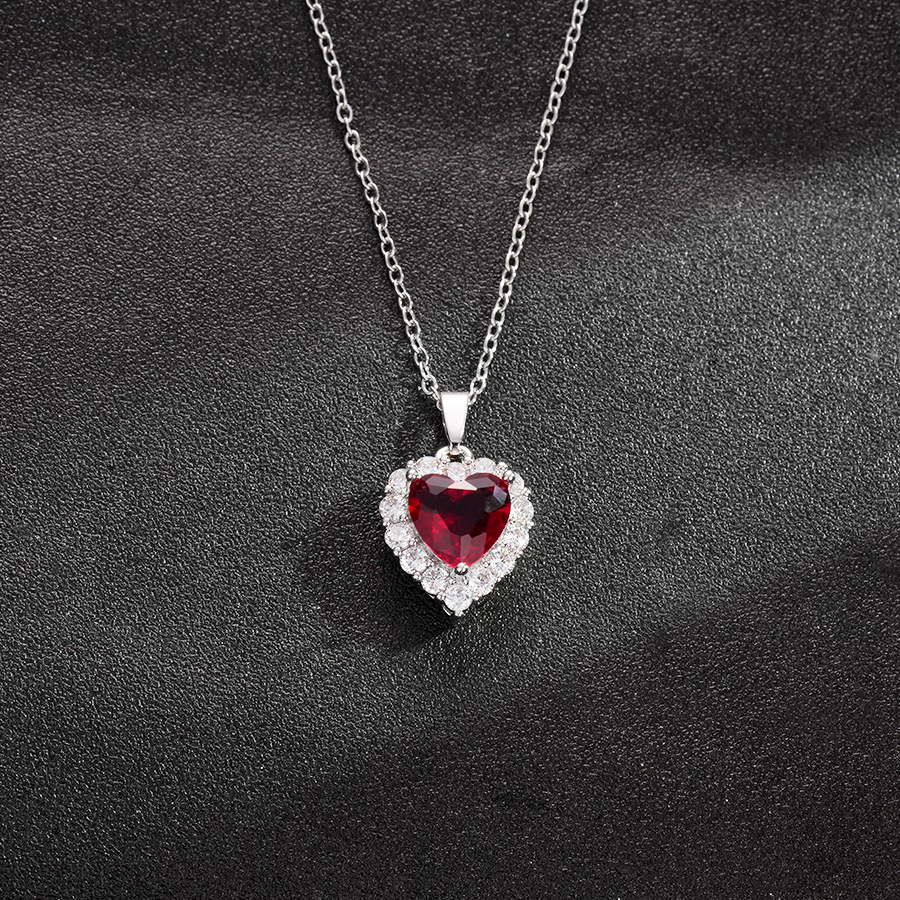 铜合金合成锆石项链 红色简约时尚百搭宫廷风项链锁骨链-7027-2