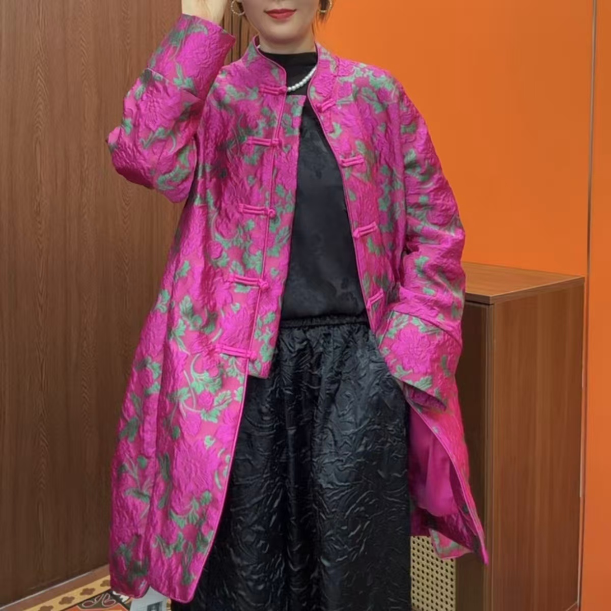 插肩袖女短外套休闲风秋冬季中长款轻熟风透气新中式