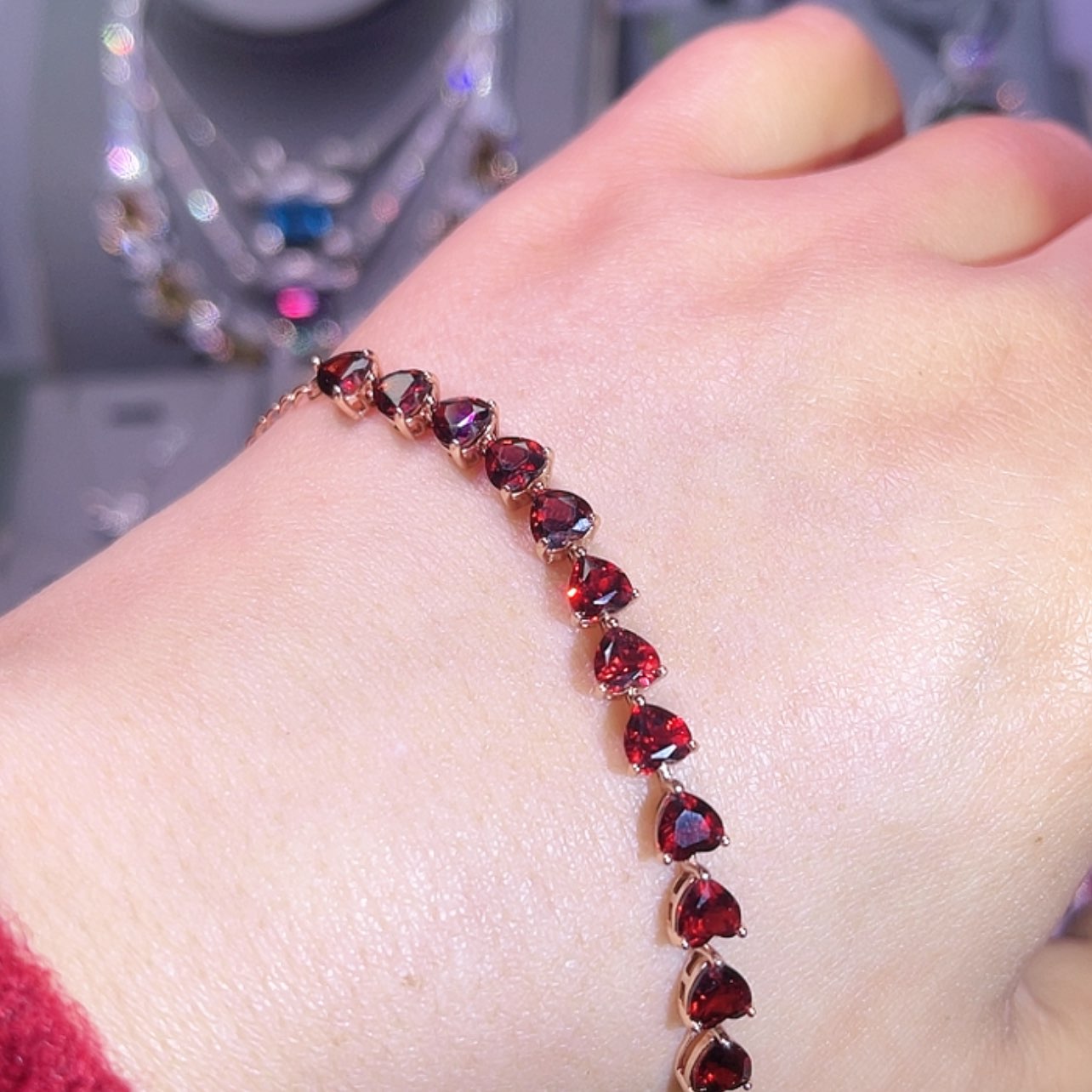 【闪购商品】石榴石手链银S925镶嵌