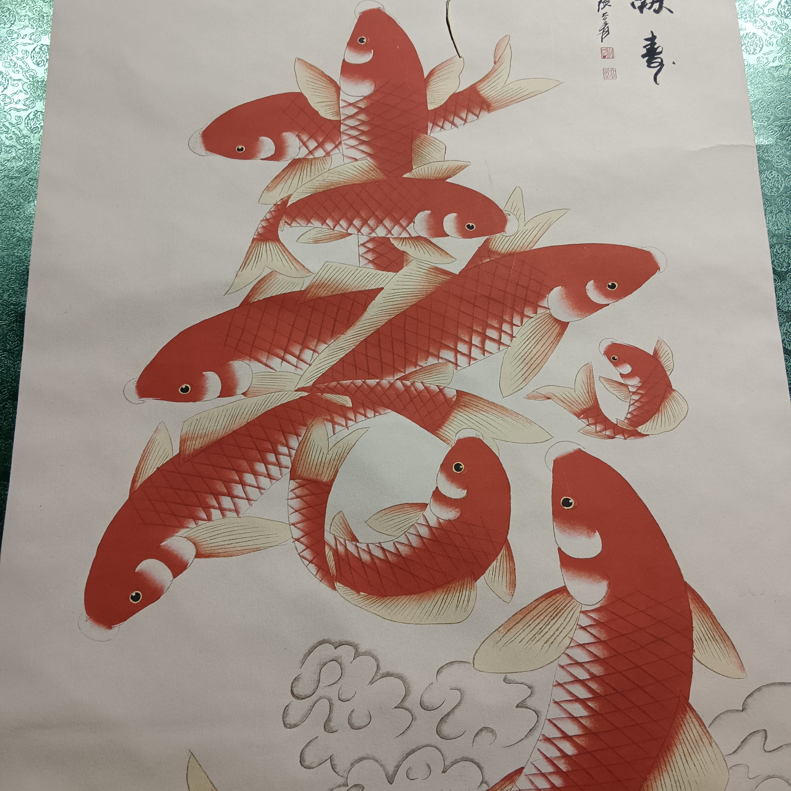 家居饰品  九鱼图高端大气国风复古风画021