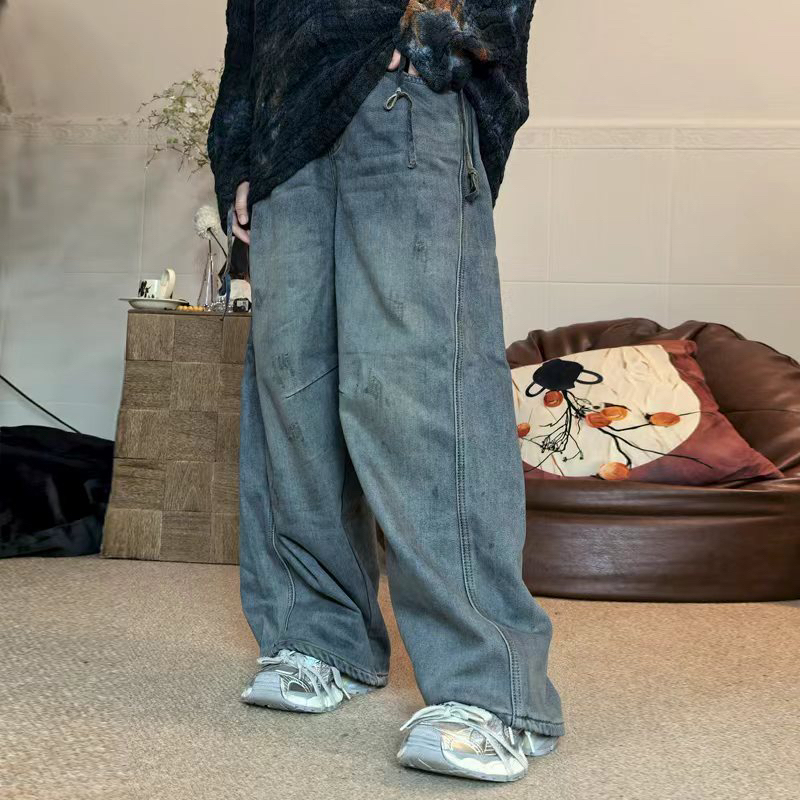 松紧腰加绒牛仔裤长97左右腰围68-90左右手工量有误差介意慎拍