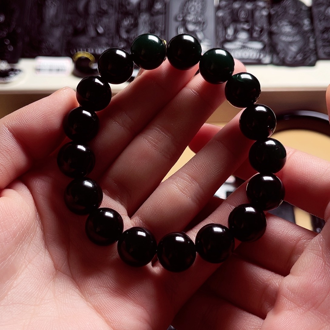 翡翠未镶嵌手链天然缅料A货卡12手串A