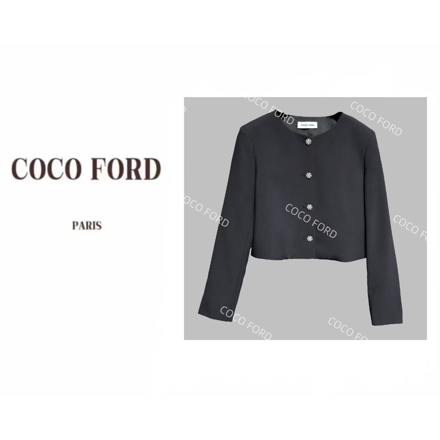 【COCO FORD】长袖春秋极简版高级感无领小外套 