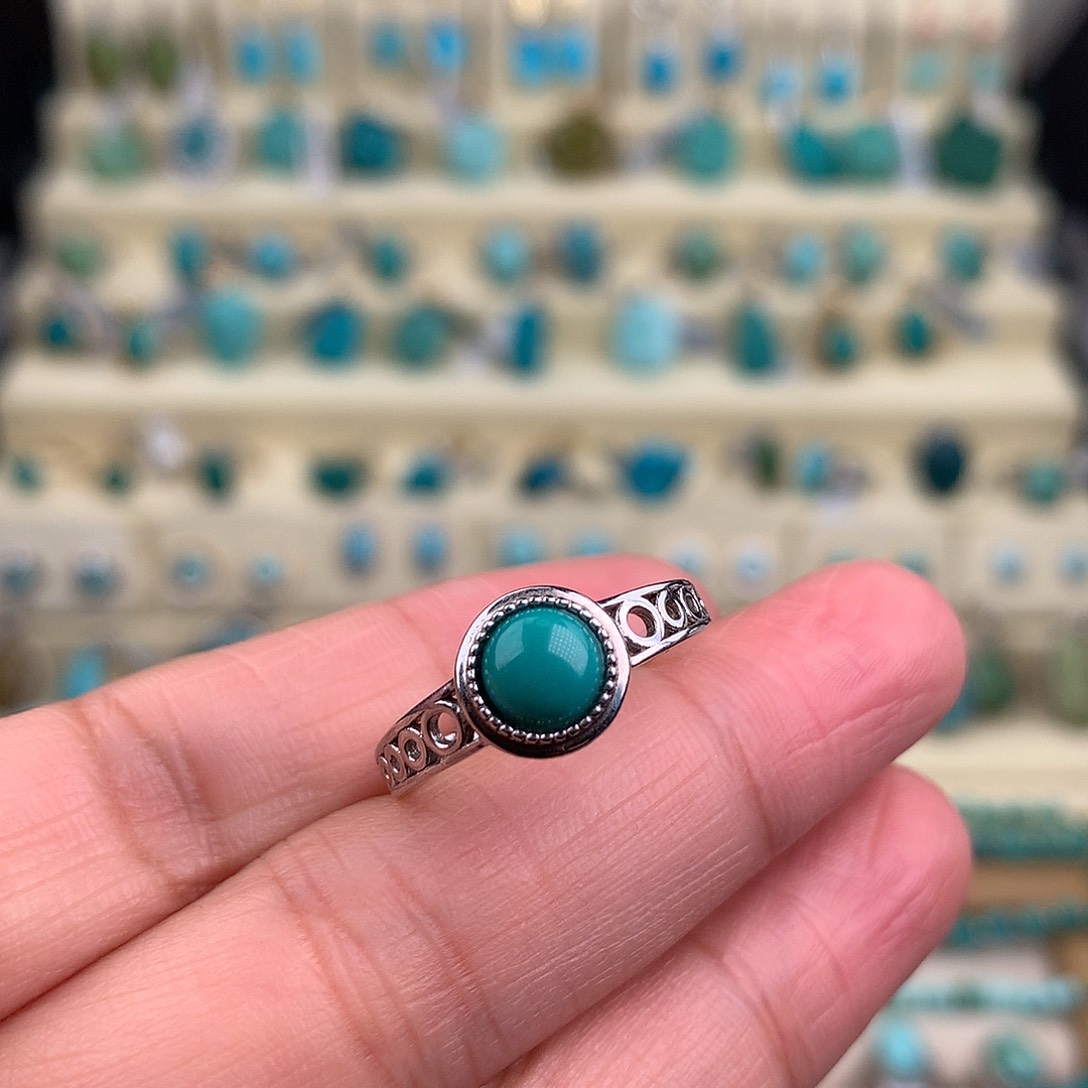 绿松石银S925镶嵌戒指