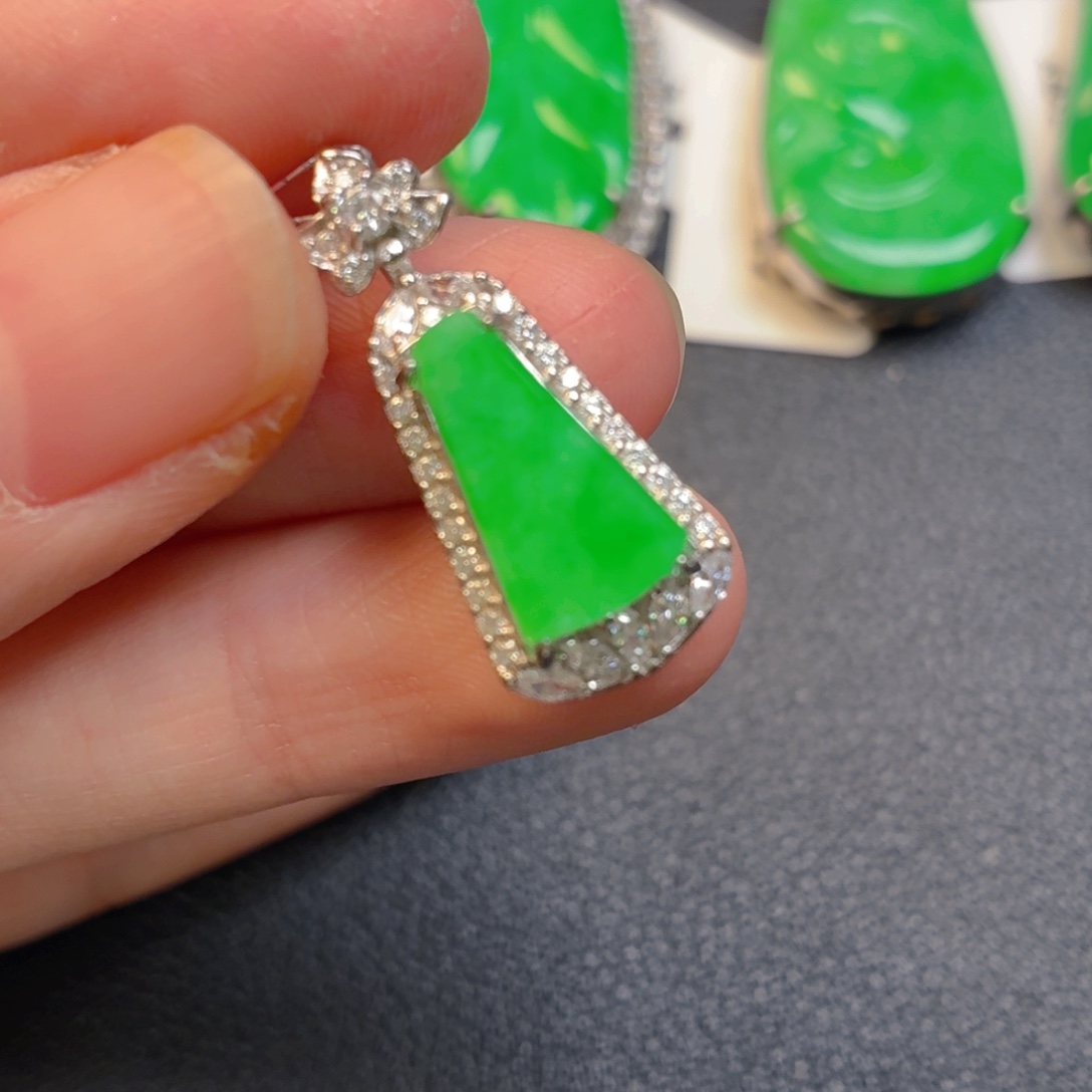 翡翠银S925镶嵌吊坠(不含链)