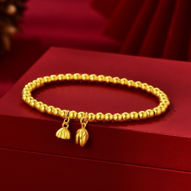 足银手链 7号链接古法两世欢手链真金包白银黄金色质感不漏银