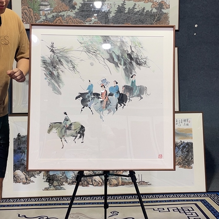 国画手绘作品带框