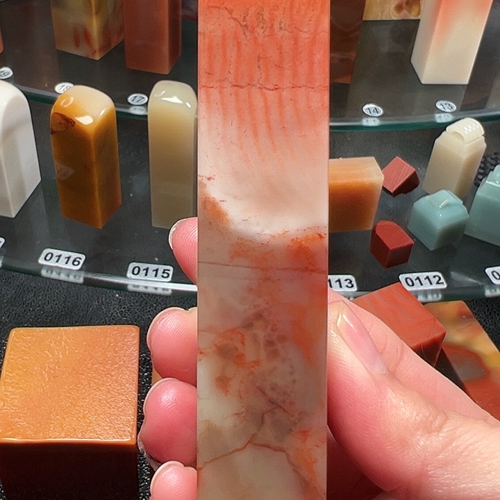 老挝石水波纹素章