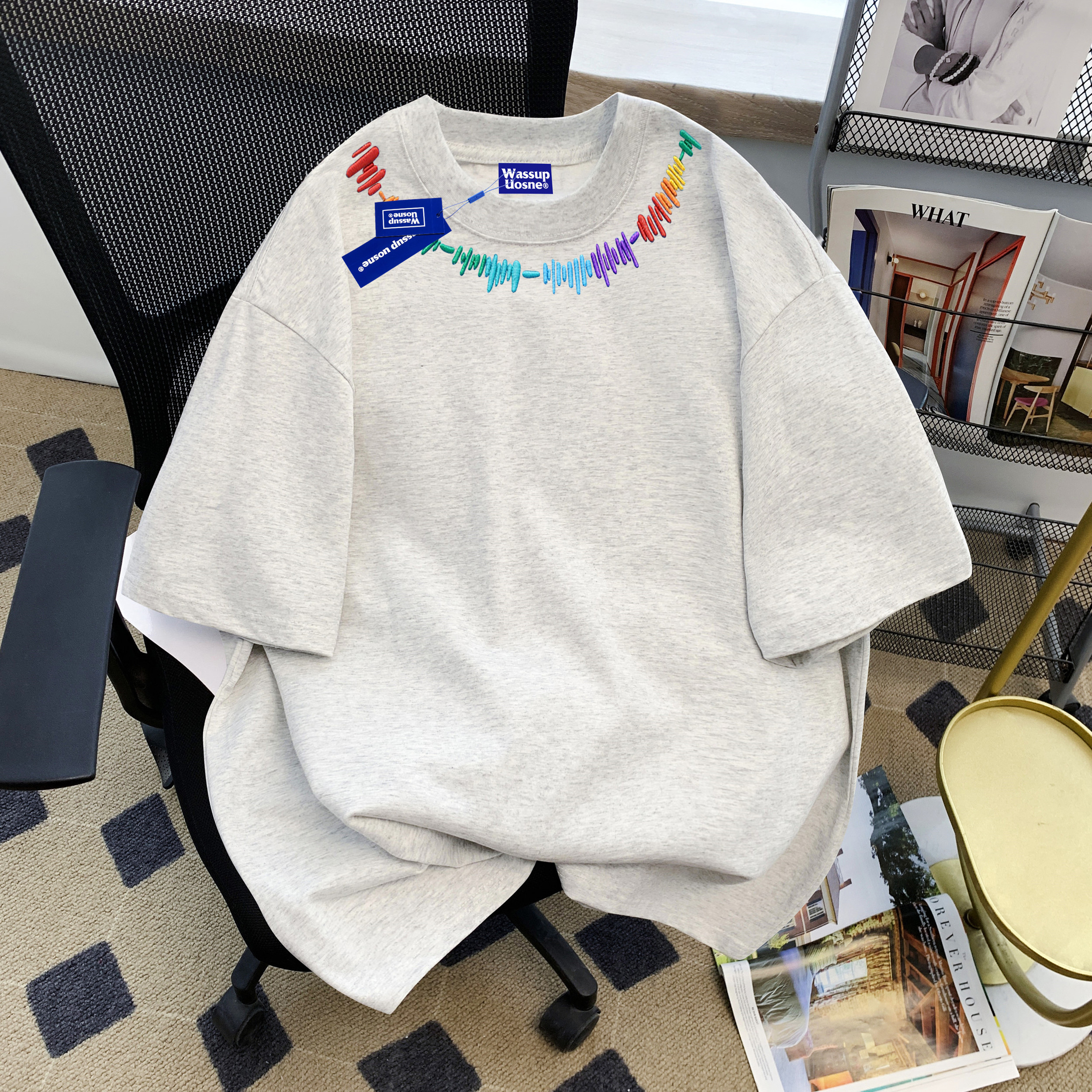 刺绣民族风短袖情侣装2025新款夏季半袖宽松显瘦t恤上衣男款潮牌