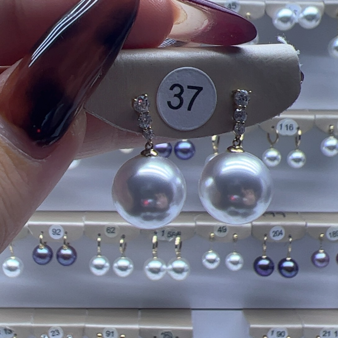 淡水珍珠耳饰18K金镶嵌