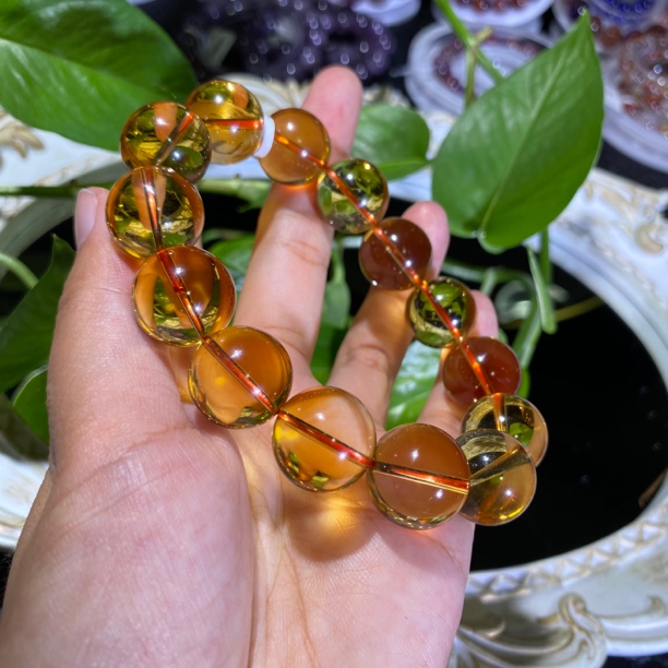 巴西暴力黄水晶单圈16.7mm左右水晶手串