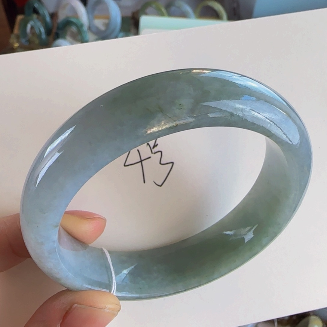 翡翠手镯未镶嵌老坑56圈木那雪花