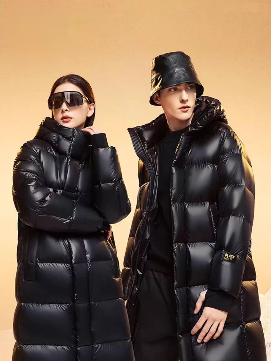 A112#2024新款优质羽绒服男女通穿中长款保暖黑金羽绒服保暖