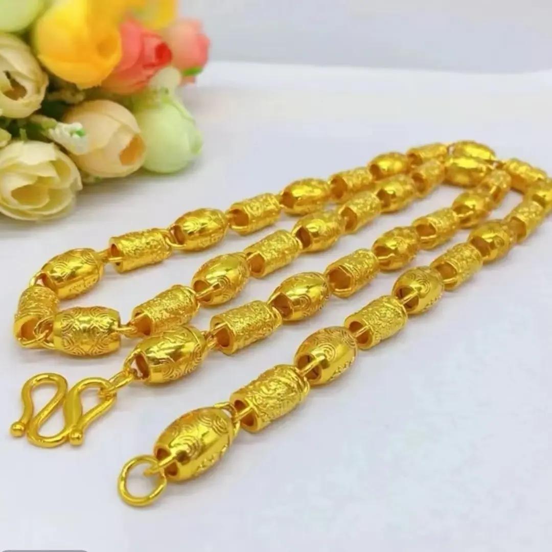 孟加拉赤金【桶珠项链】链子饰品潮流时尚男士百搭金色经典霸气