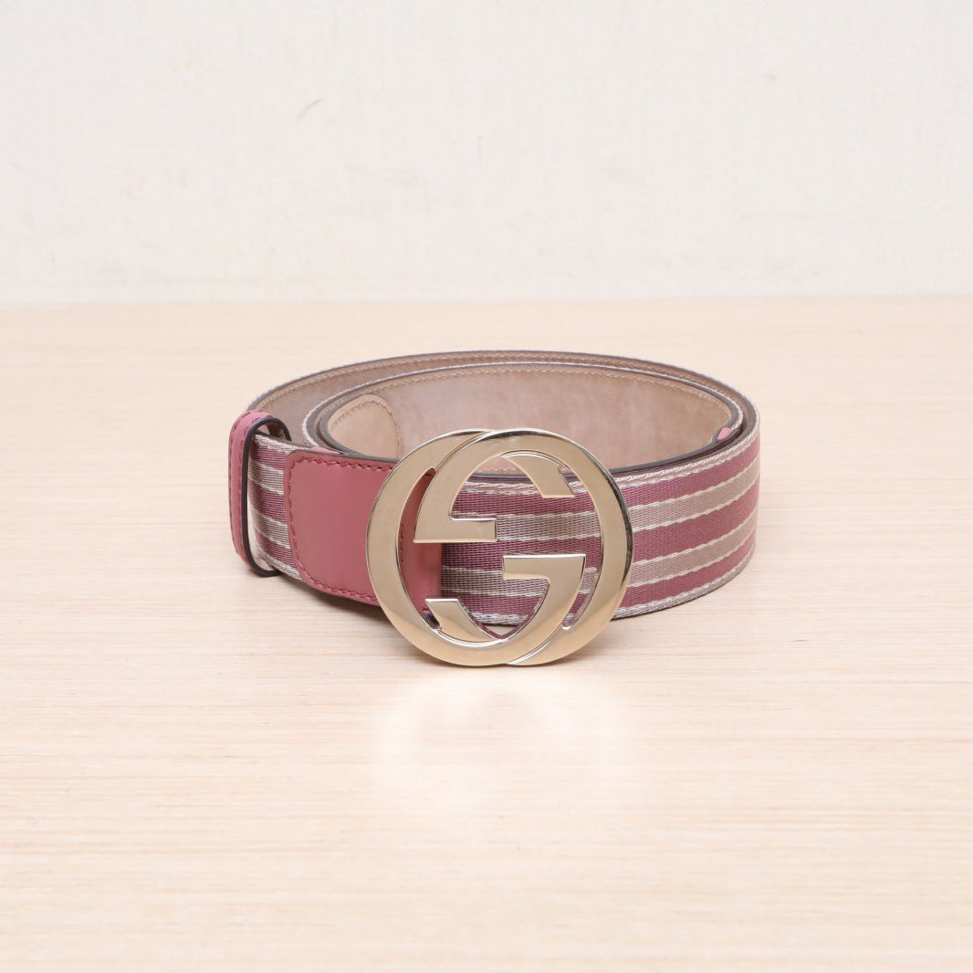 95新 GUCCI/古驰  拼色 皮革C GG 金属双环皮带 P205844405