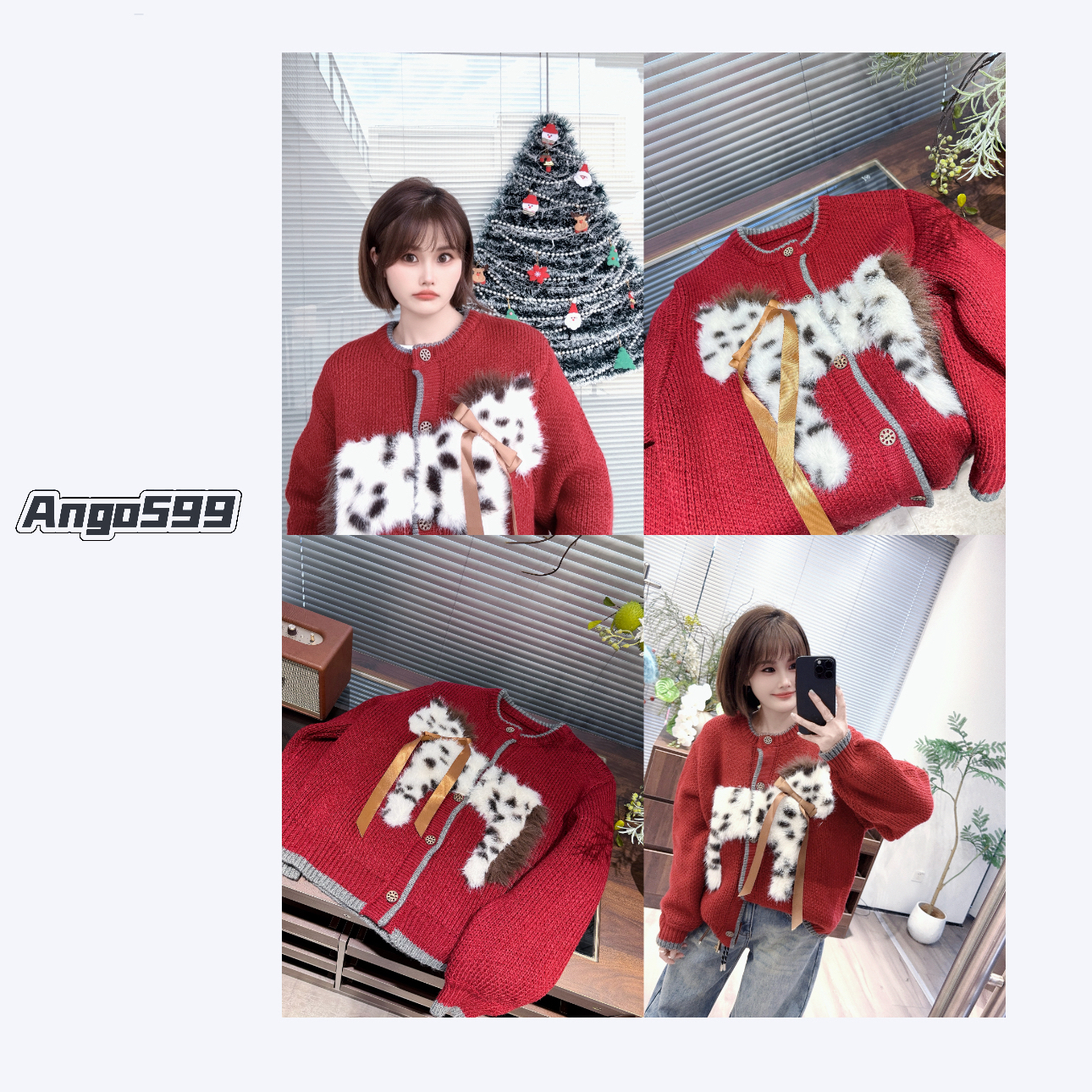 斑点小马*小众设计感贴布毛绒刺绣厚实款针织冬季毛衣秋冬外套