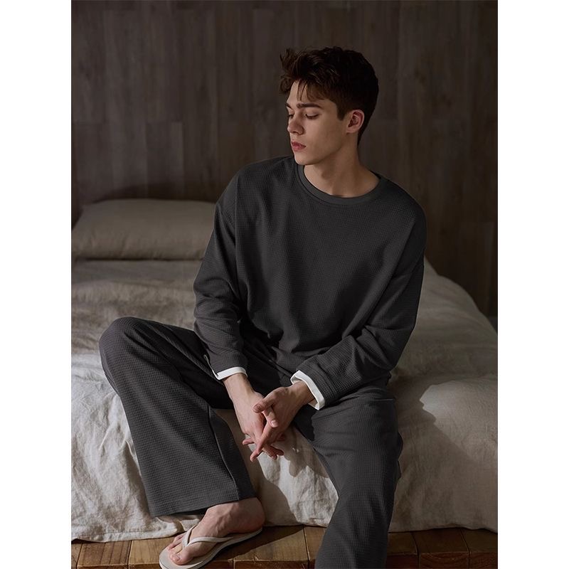 【男款】春季圆领长袖长裤睡衣家居服套装春夏大码套装休闲简约舒适