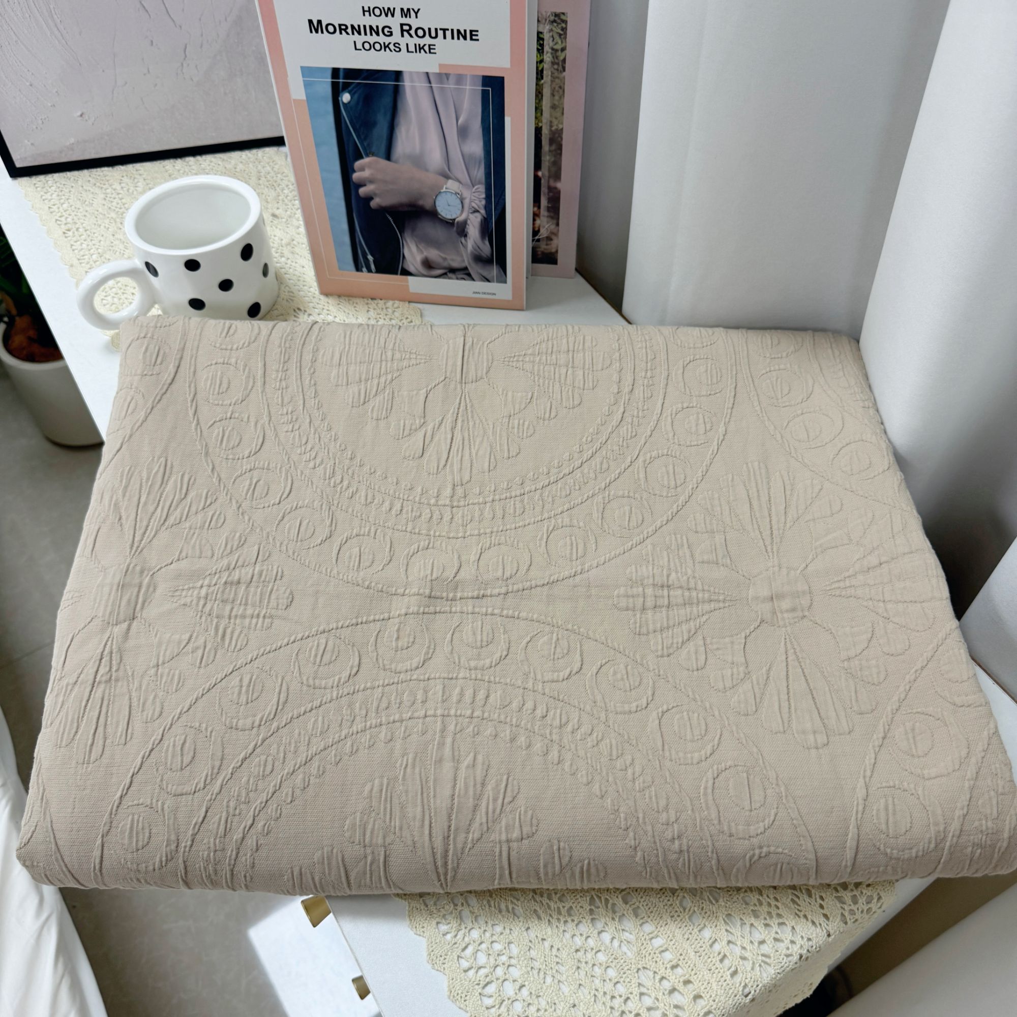 床盖【曼联 麻色 】2X2.3米 高端轻奢亲肤双人四季可铺可盖床盖毯子