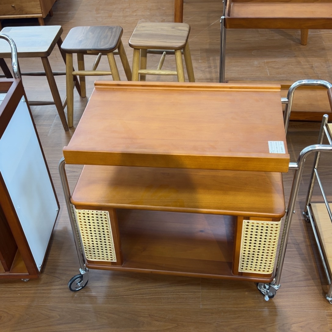 实木中古色流光推车黄杨木