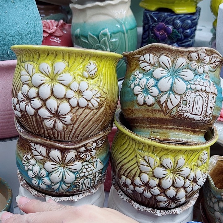 多肉绿植陶瓷花盆9.9包邮，有孔