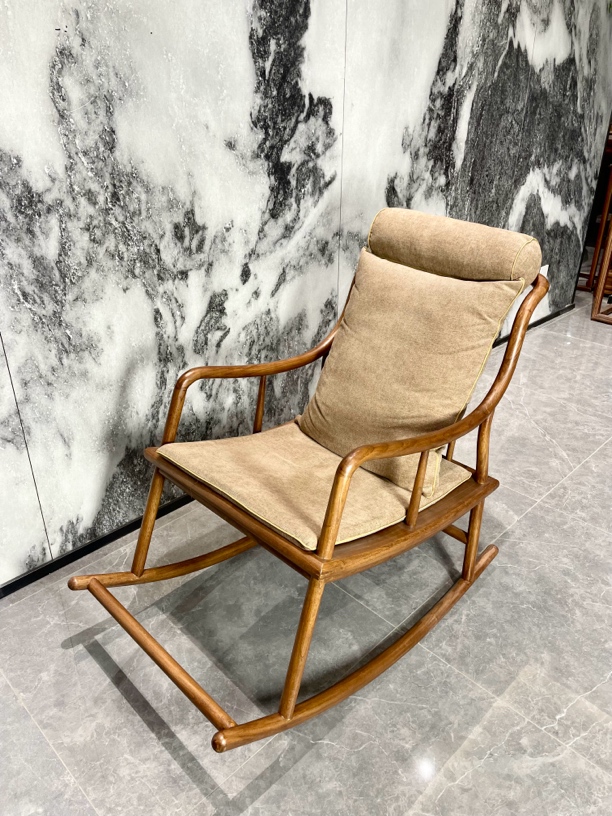 北方老榆木北美黑胡桃色摇椅