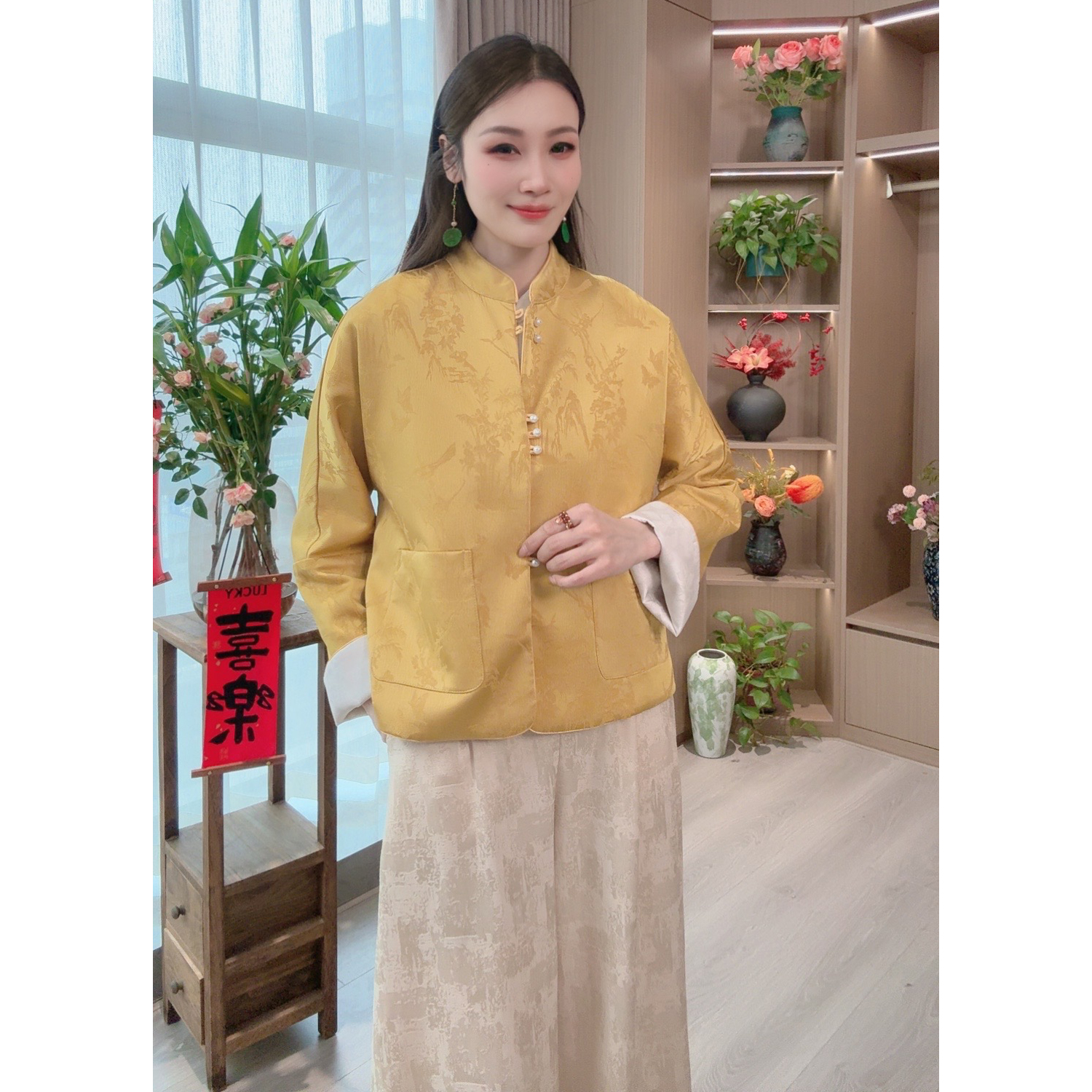 【粉黛青花】2025春季新款双面双穿国风上衣新中式宽松气质外套女款