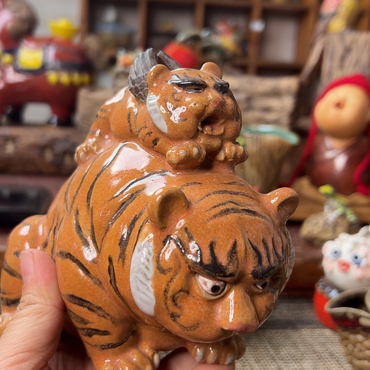乖***d陶瓷老虎摆件陶瓷陶器