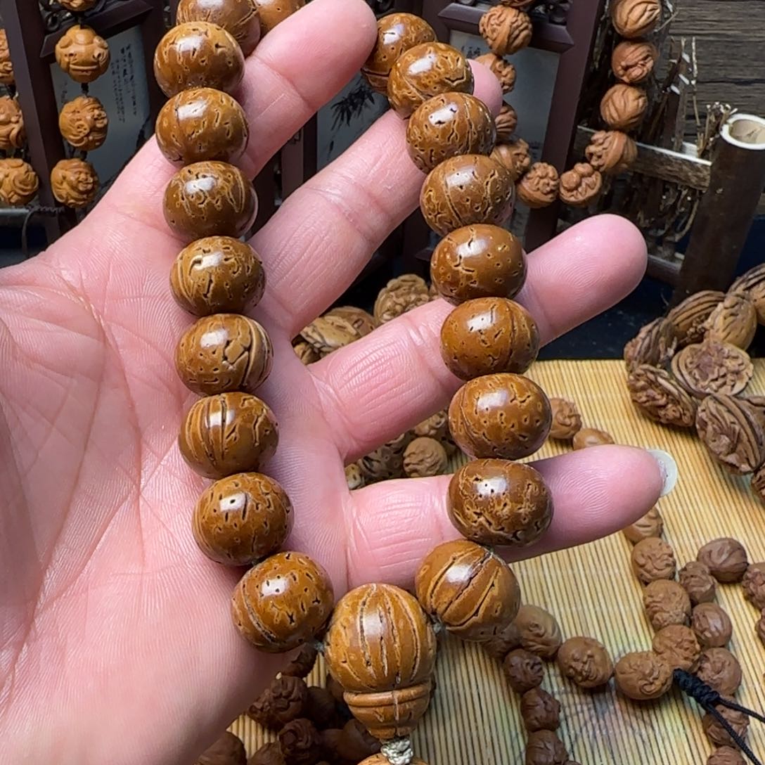 核桃手串/手链桃核雕刻苹果园手持一物一图