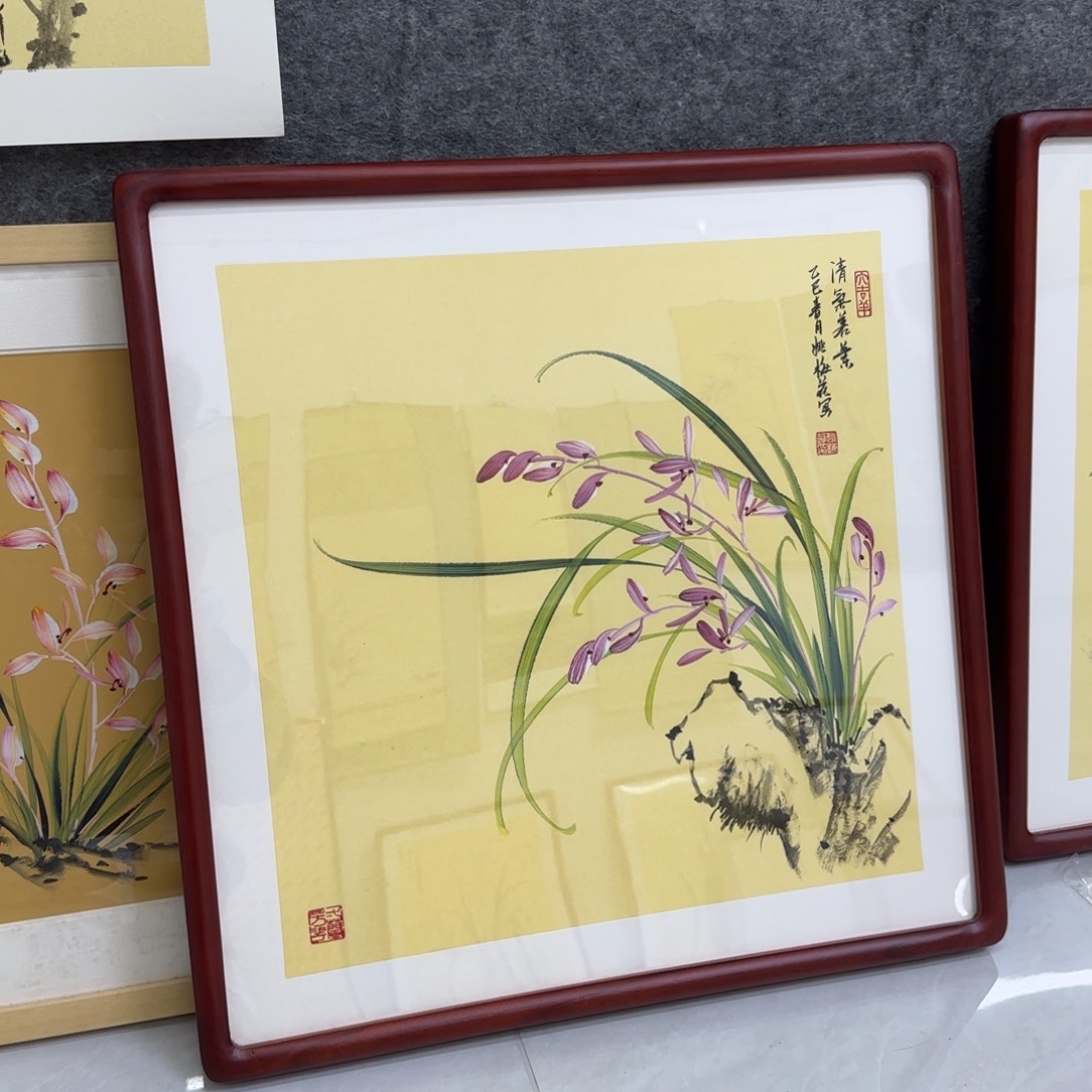 国画一笔两色立体兰花